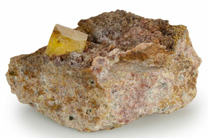 Yellow Cubic Fluorite Crystal on Matrix - Morocco #347787